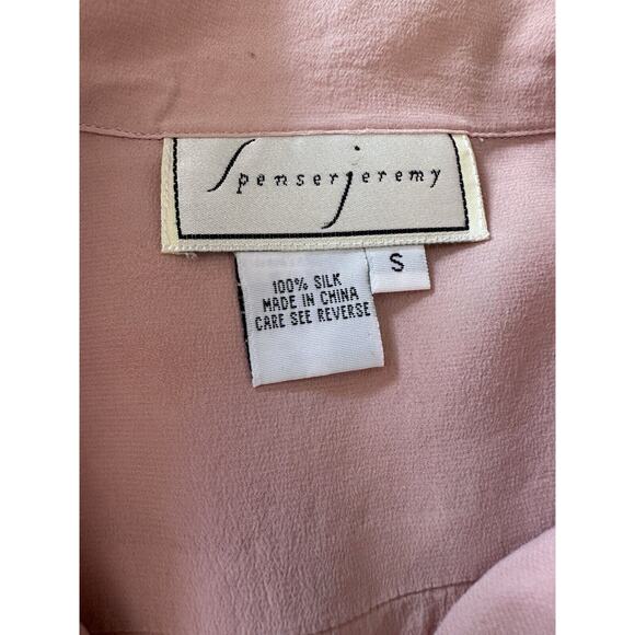 Spencer Jeremy Vintage Blouse Women's Powder Pink 100% Silk short sleeve sz S - Picture 3 of 6